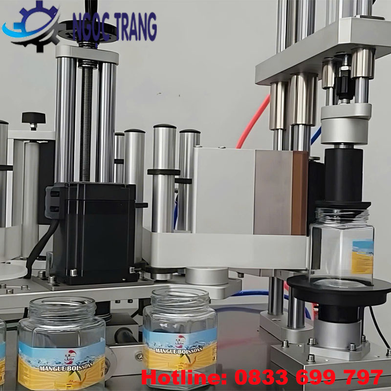 Máy dán nhãn chai lọ lục giác
