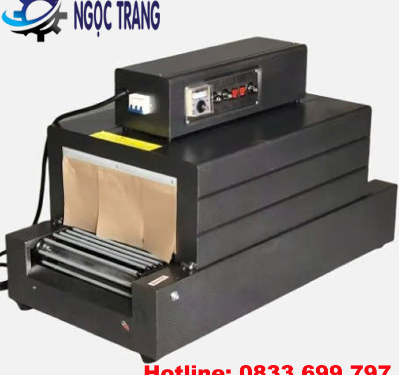 Máy hơ màng co bán tự động - Máy bọc màng co chai lọ, mỹ phẩm