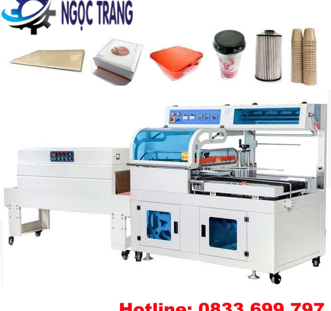 Máy cắt co màng tự động - Máy cắt và hơ màng co mỹ phẩm