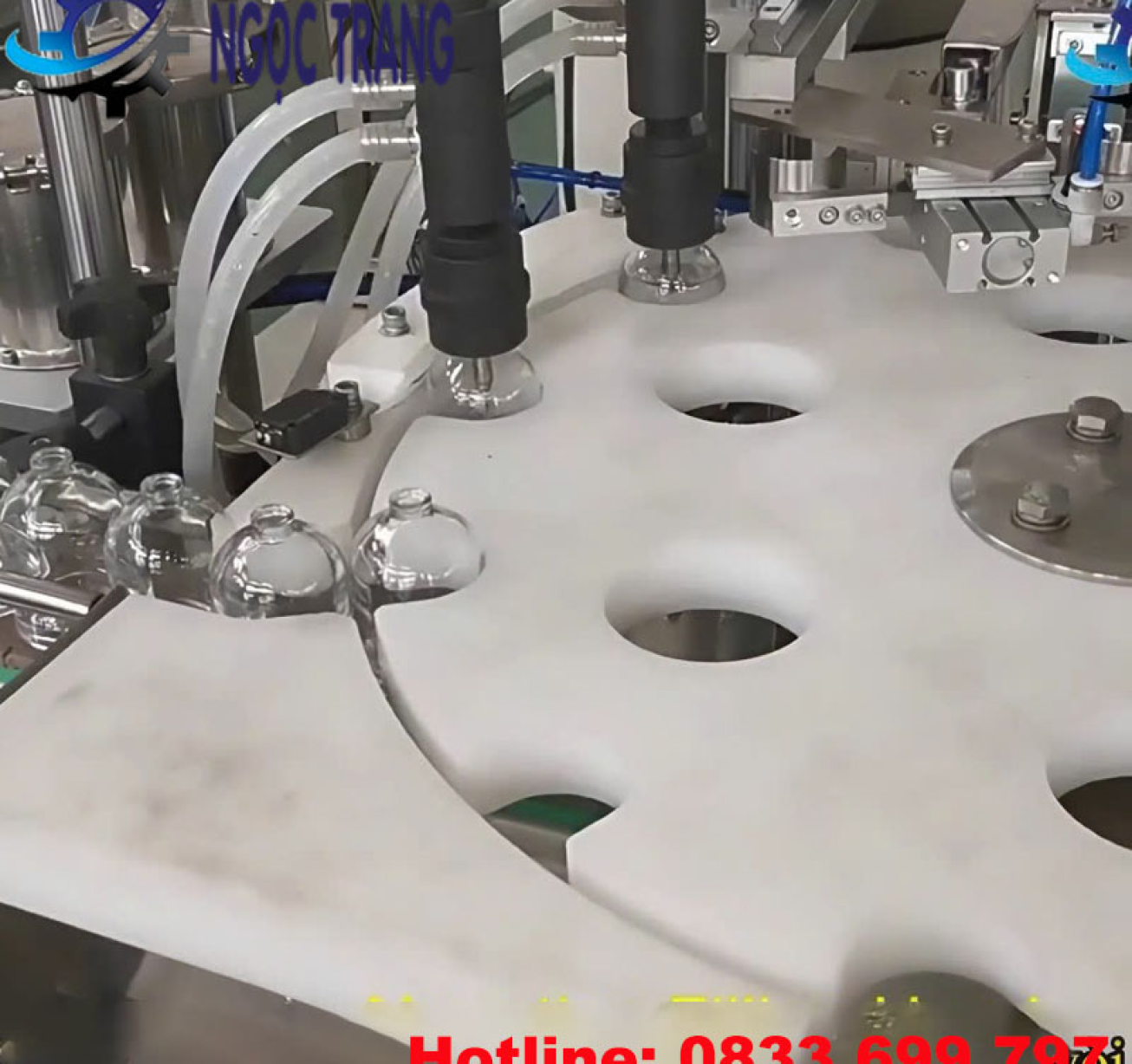 Máy chiết rót nước hoa 2 vòi - Máy chiết rót tự động mâm xoay