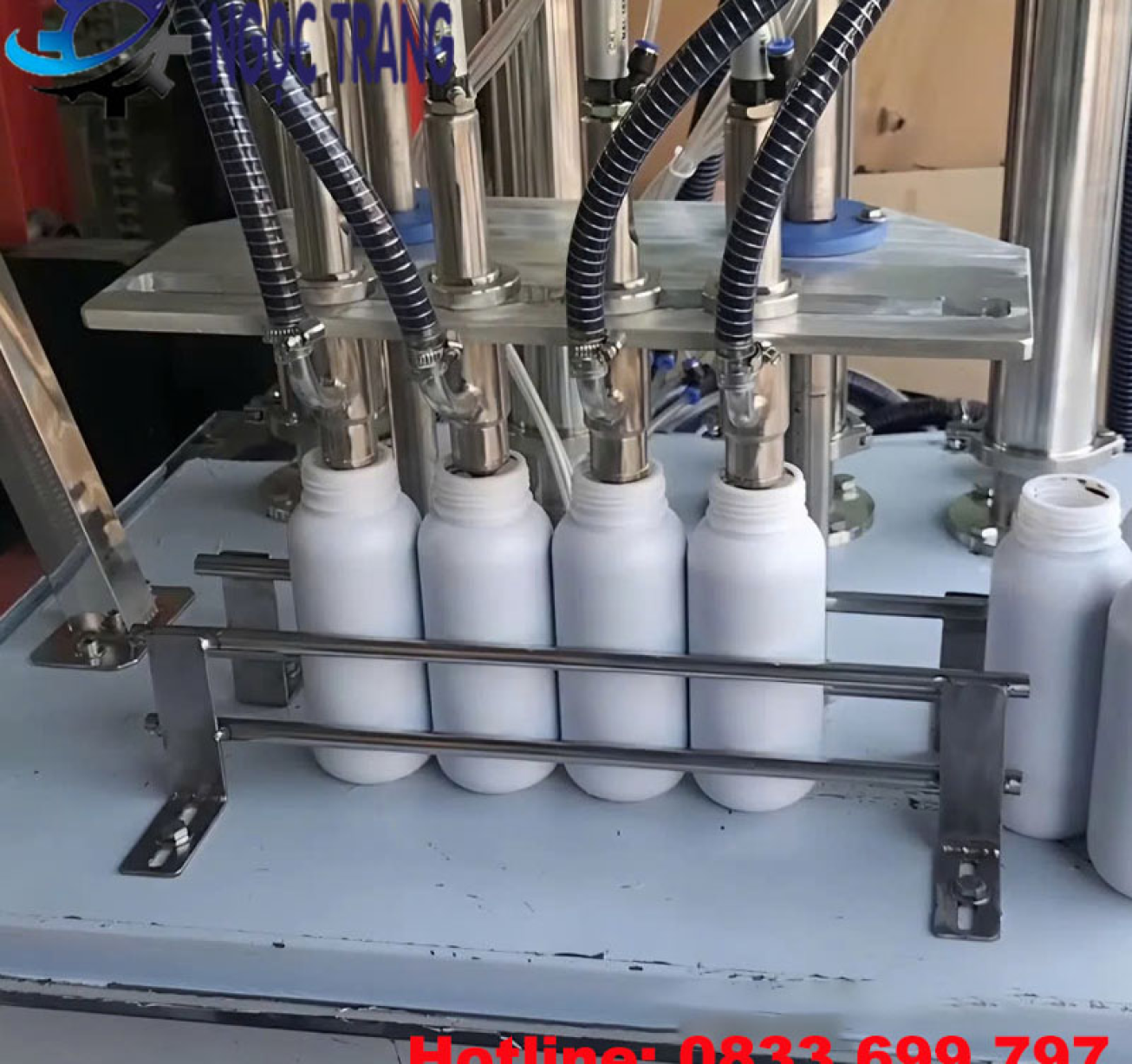 Máy chiết rót 4 vòi bán tự động - Máy chiết rót định lượng