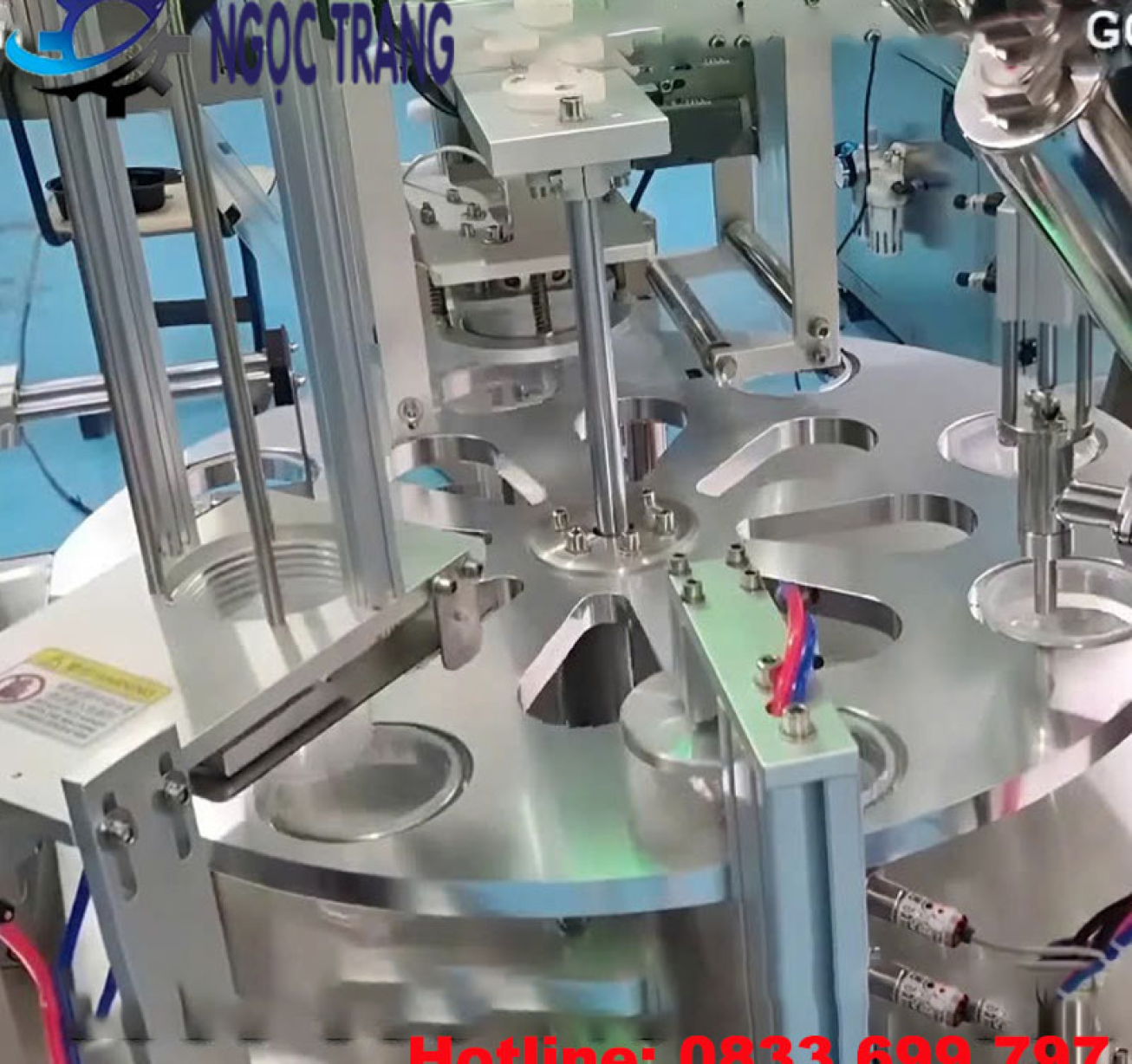 Máy chiết rót hàn miệng ly - Máy chiết rót đóng nắp cốc nhựa