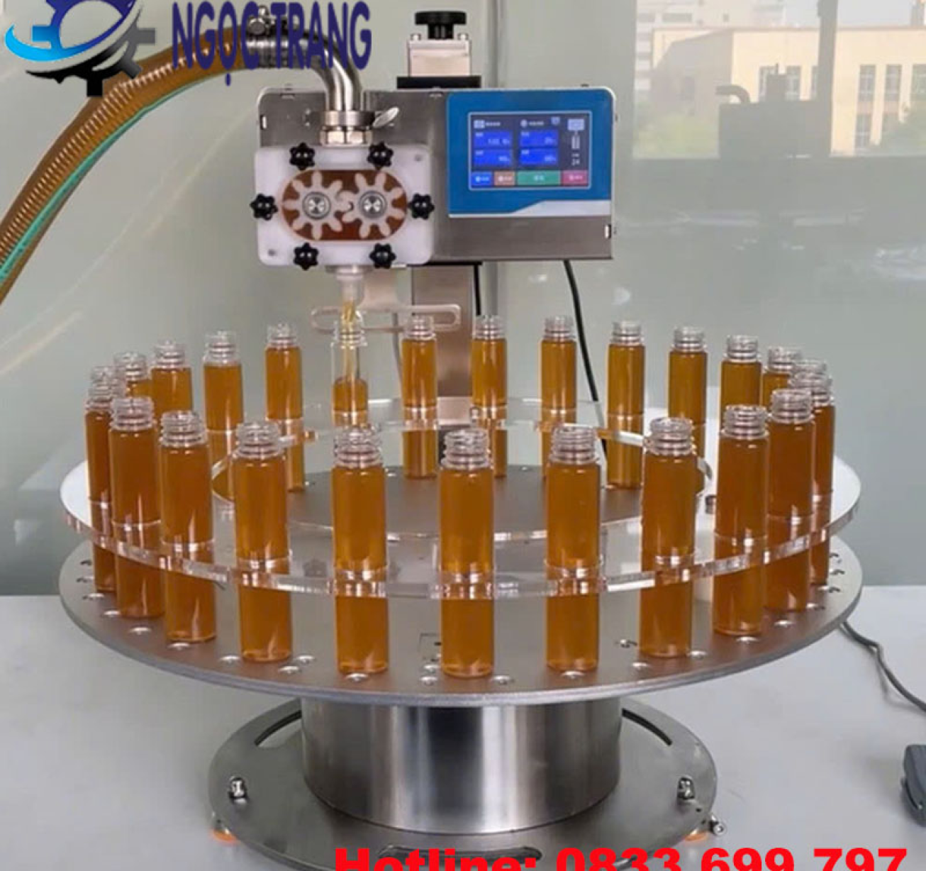 Máy chiết rót mật ong - Máy chiết rót dung dịch sệt mâm xoay