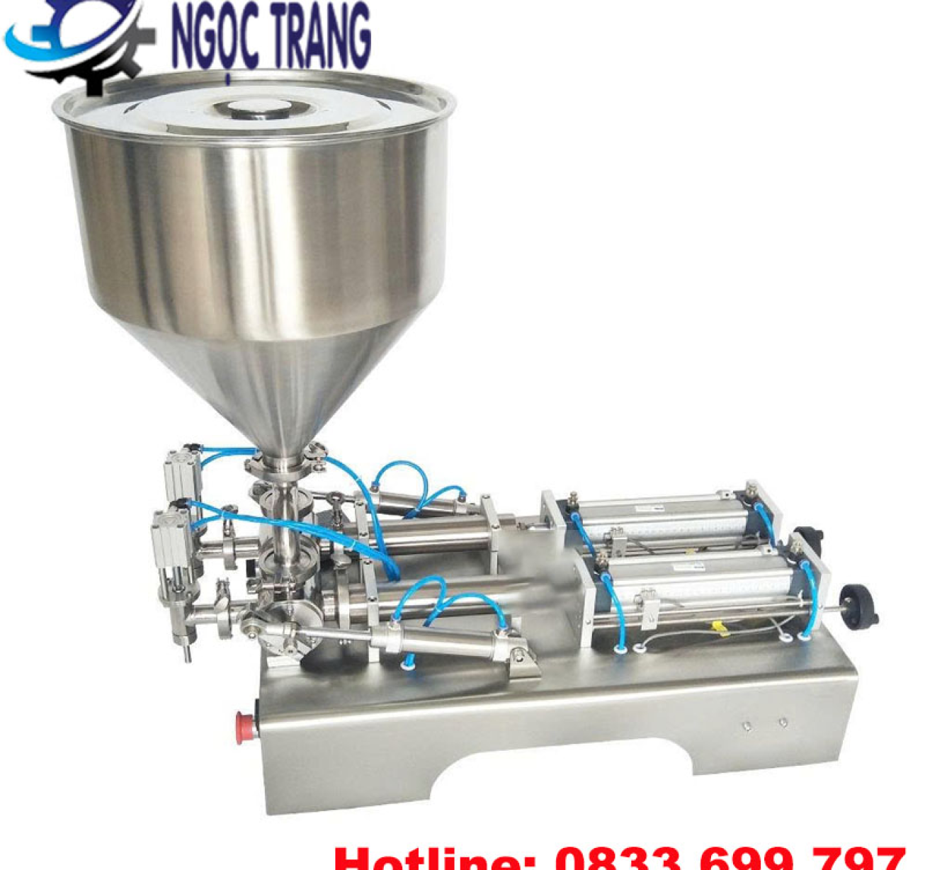 Máy chiết rót 2 vòi bán tự động - Máy chiết rót kem, mật ong