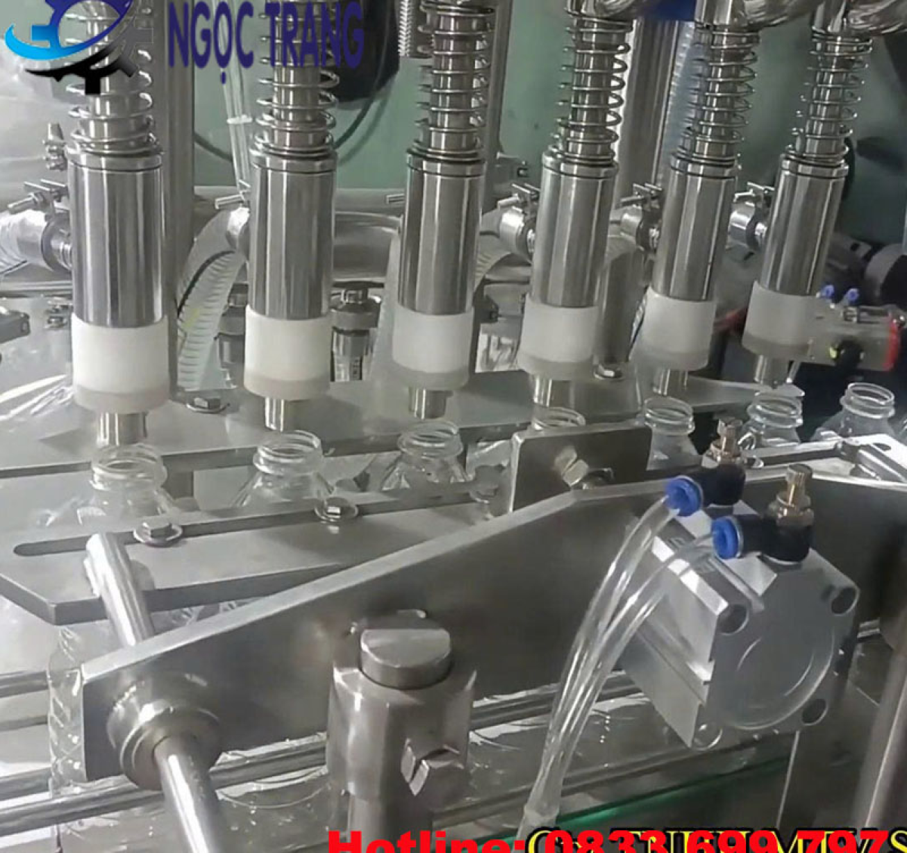 Máy chiết rót 6 vòi tự động - Máy chiết rót nước suối bơm hồi