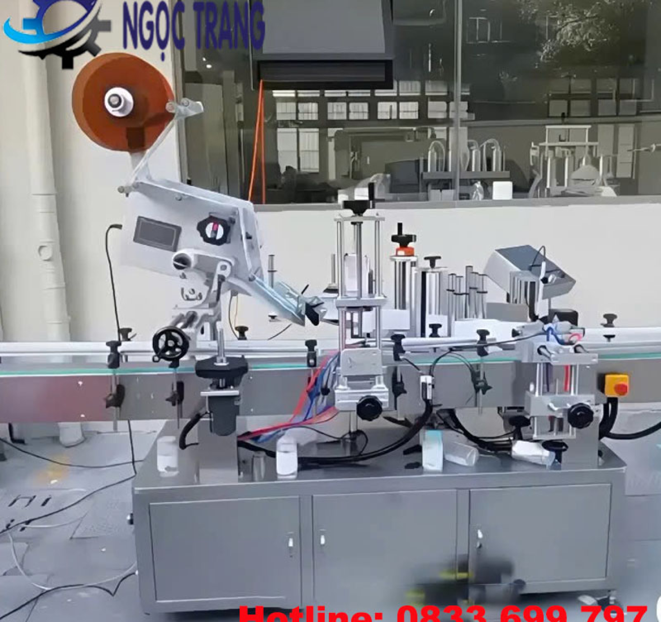 Máy dán nhãn mặt phẳng - Máy dán nhãn decal chai dẹp