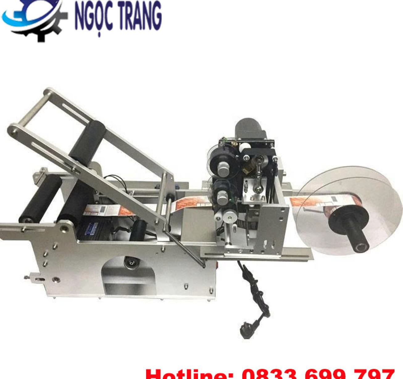 Máy dán nhãn chai tròn kèm indate - Máy dán nhãn bán tự động