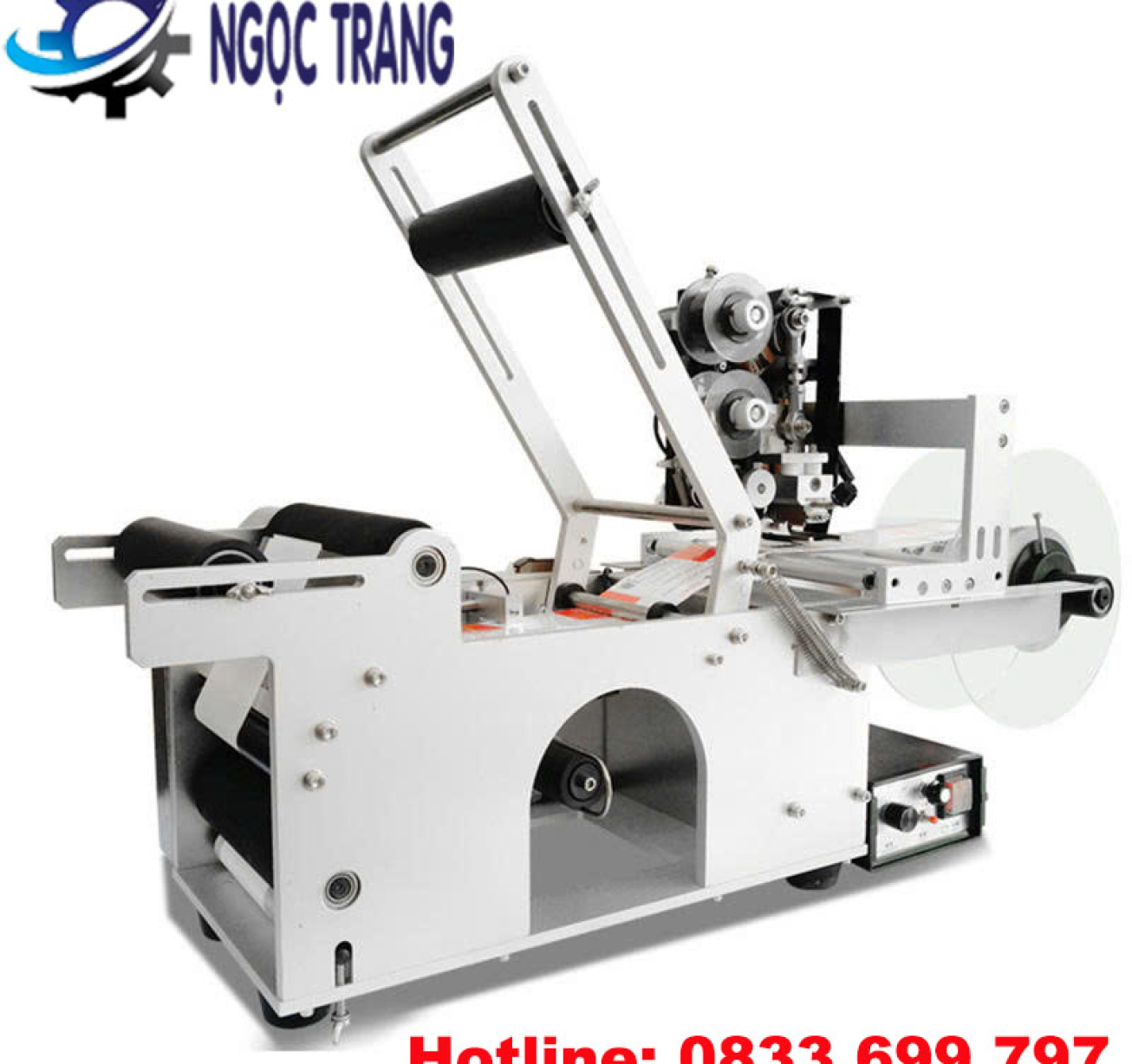 Máy dán nhãn chai tròn có indate - Máy dán nhãn bán tự động