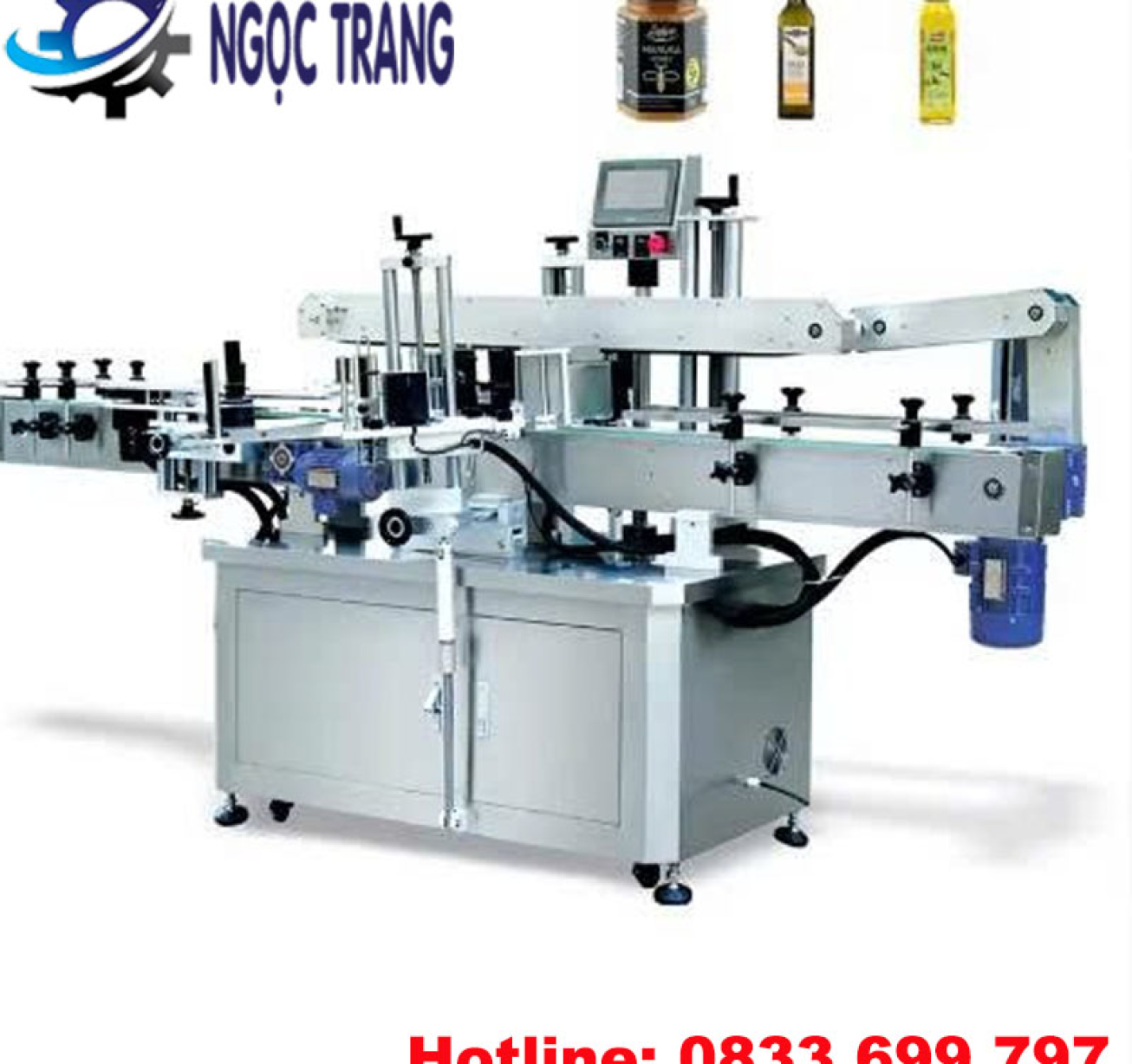Máy dán nhãn chai vuông tự động - Máy dán nhãn 2 mặt