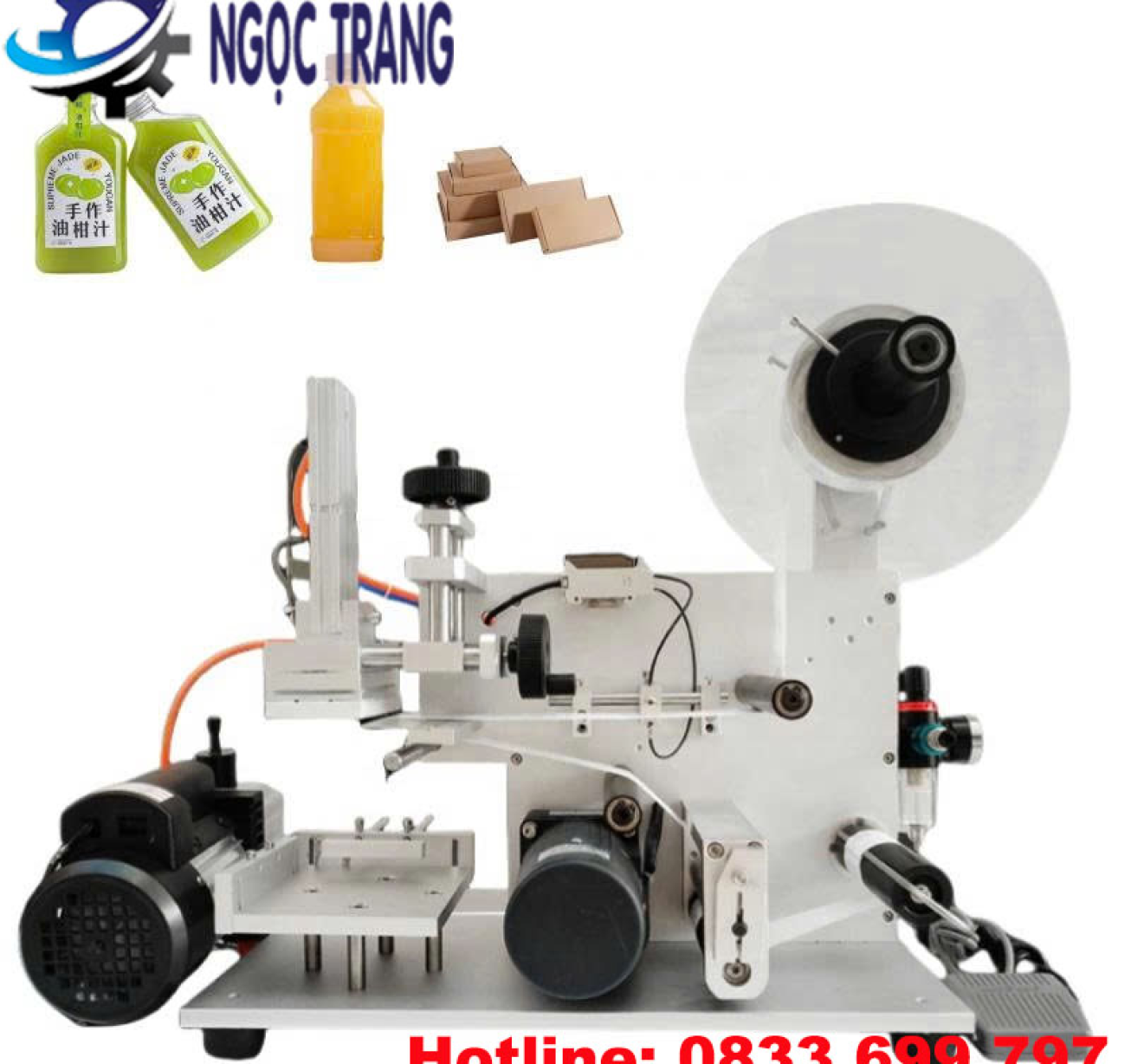 Máy dán nhãn chai vuông - Máy dán nhãn decal lên mặt phẳng