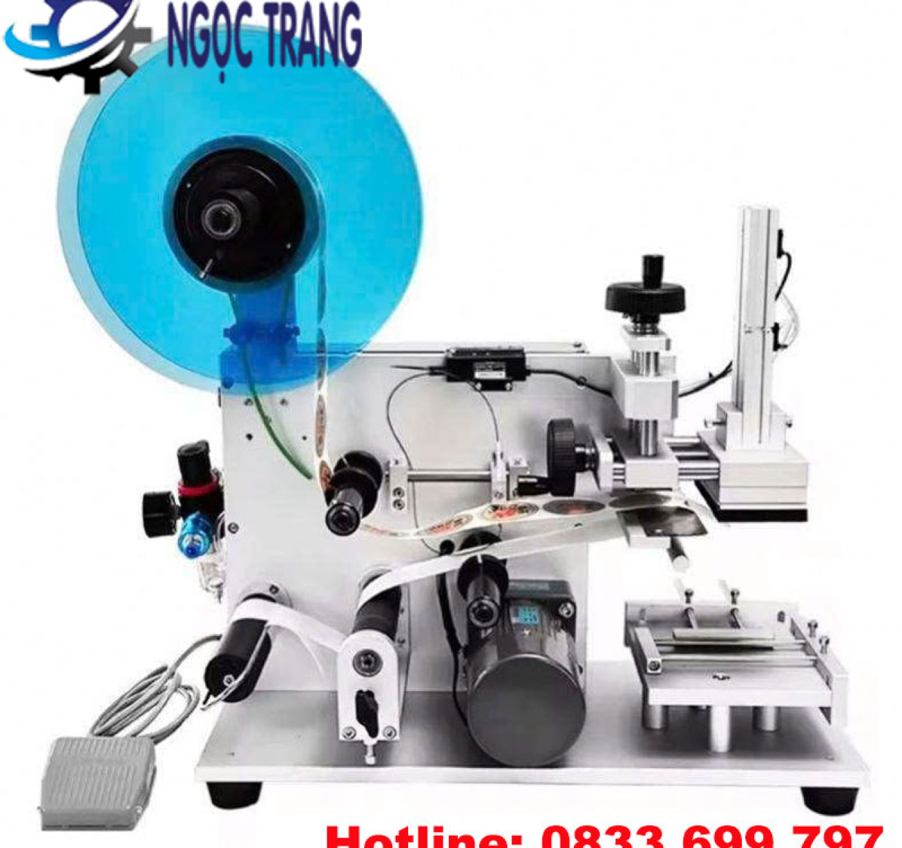 Máy dán nhãn chai vuông bán tự động - Máy dán nhãn chai 4 mặt