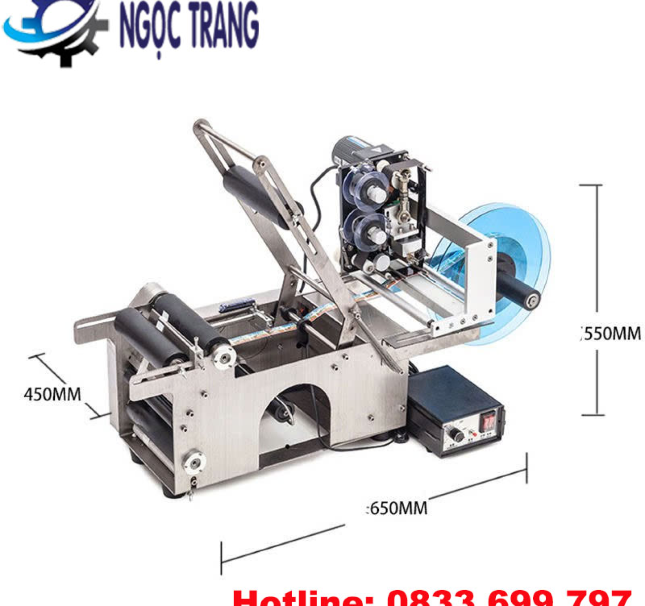 Máy dán nhãn chai tròn có indate - Máy dán nhãn bán tự động