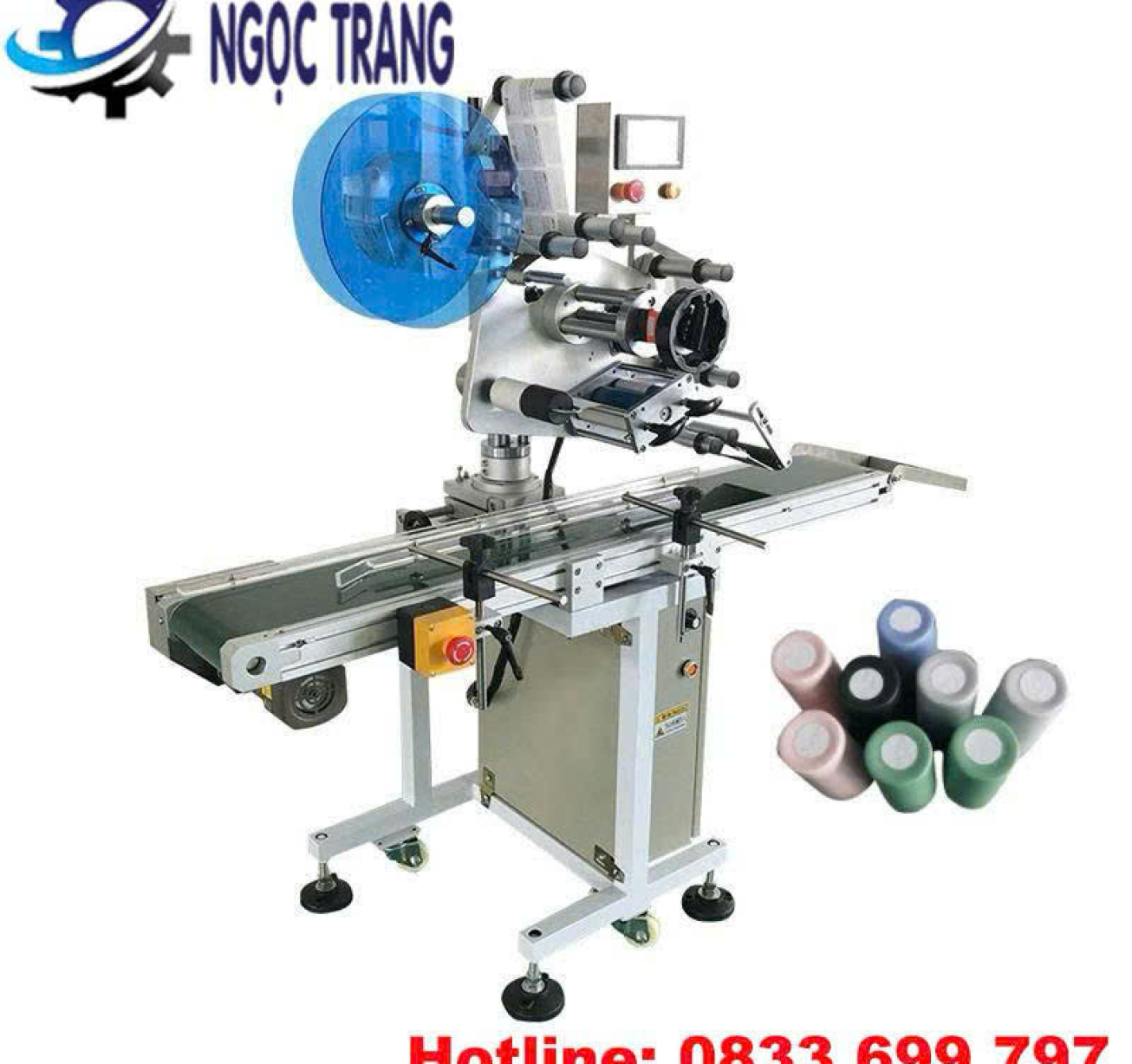 Máy dán nhãn mặt phẳng - Máy dán nhãn decal chai dẹp 2 mặt