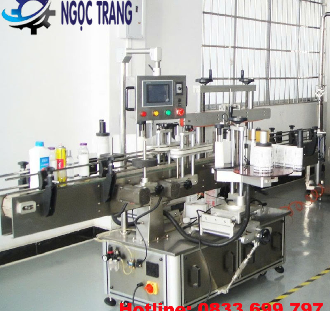 Máy dán nhãn chai tròn tự động - Máy dán nhãn decal chai lọ