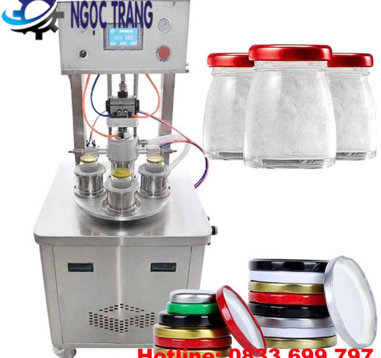 Máy siết nắp chai hút chân không - Máy đóng nắp chai lọ