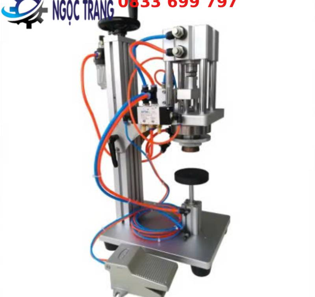 Máy đóng nắp chai nước hoa - Máy dập nắp chai vòi xịt bán tự động