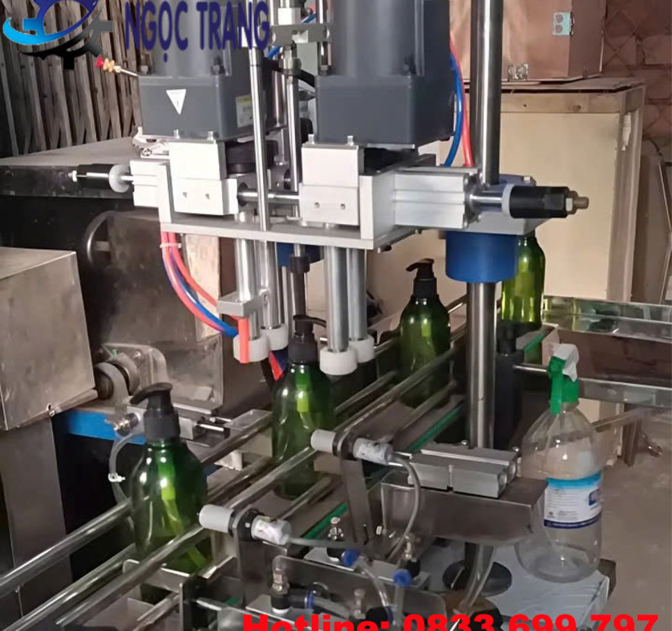 Máy vặn nắp chai tự động - Máy đóng siết nắp chai nhựa 2 motor