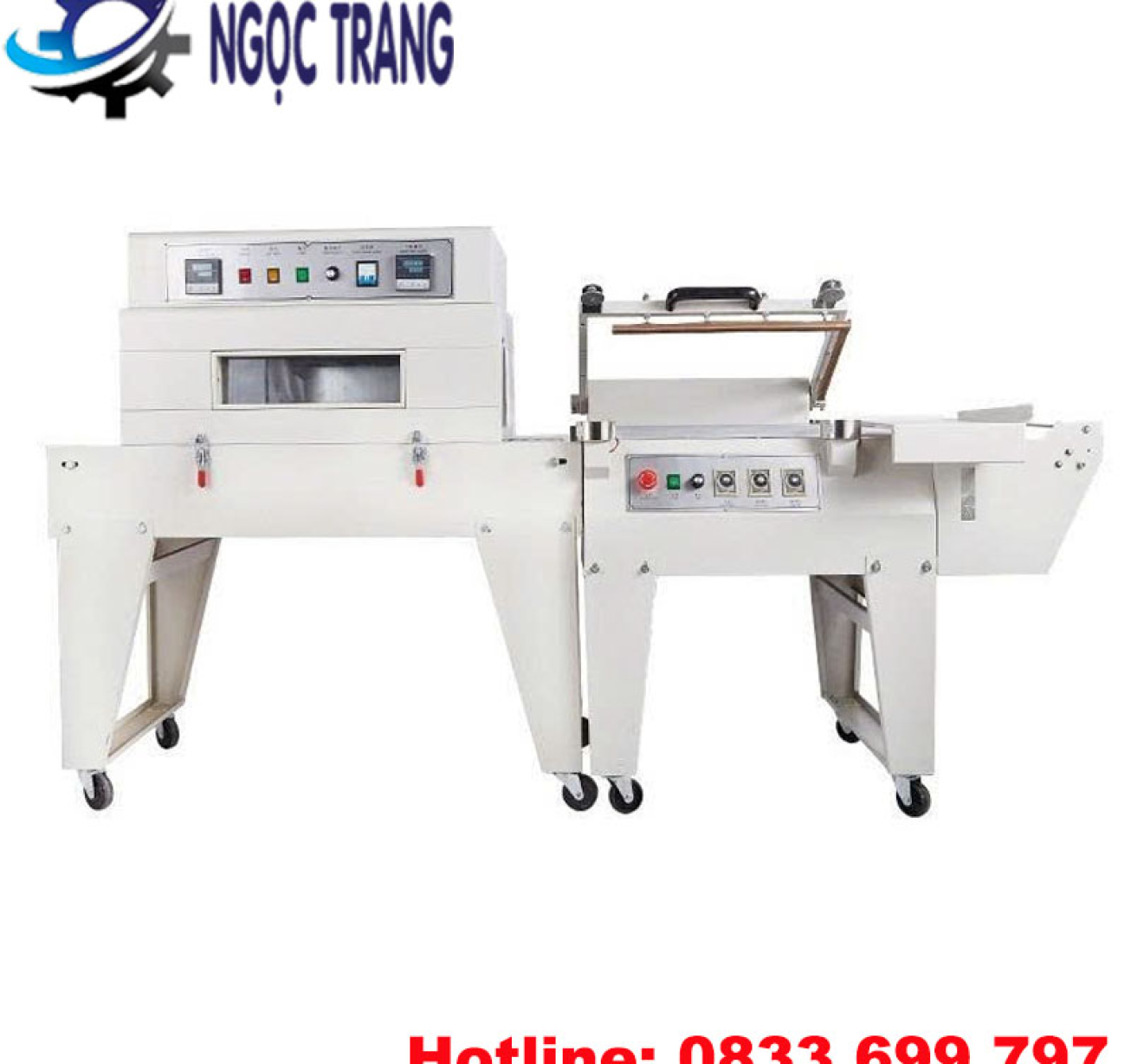 Máy cắt màng co bán tự động - Máy cắt bọc màng co chai lọ 