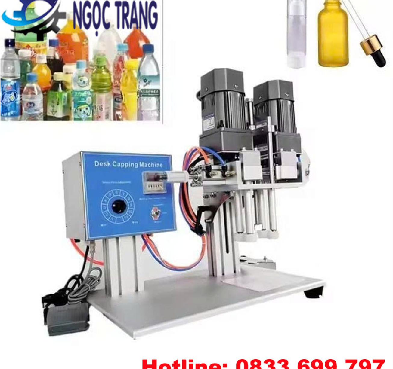 Máy vặn nắp chai 2 motor - Máy đóng nắp chai bán tự động