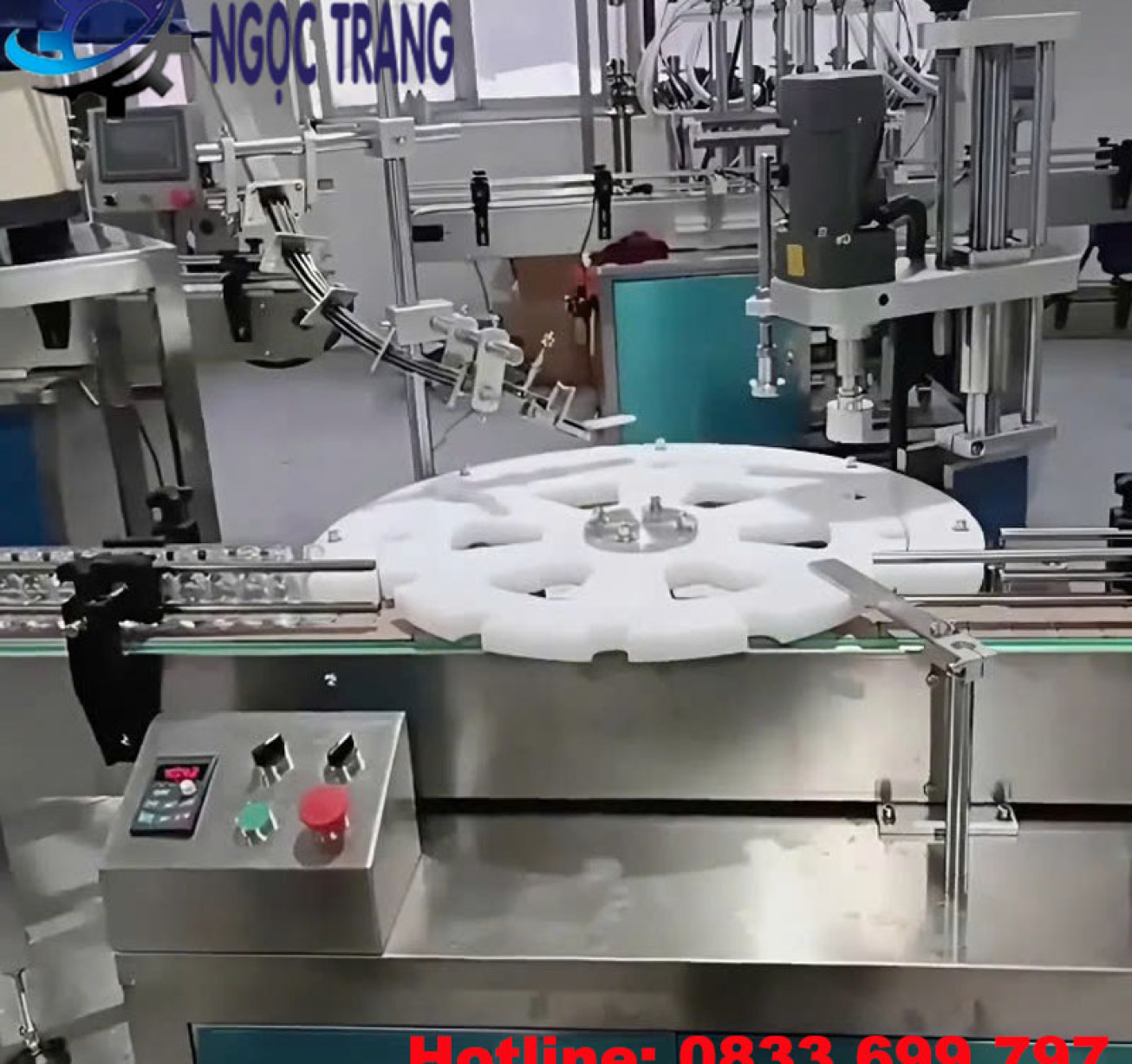 Máy đóng nắp chai tinh dầu tự động - Máy đóng nắp mâm xoay