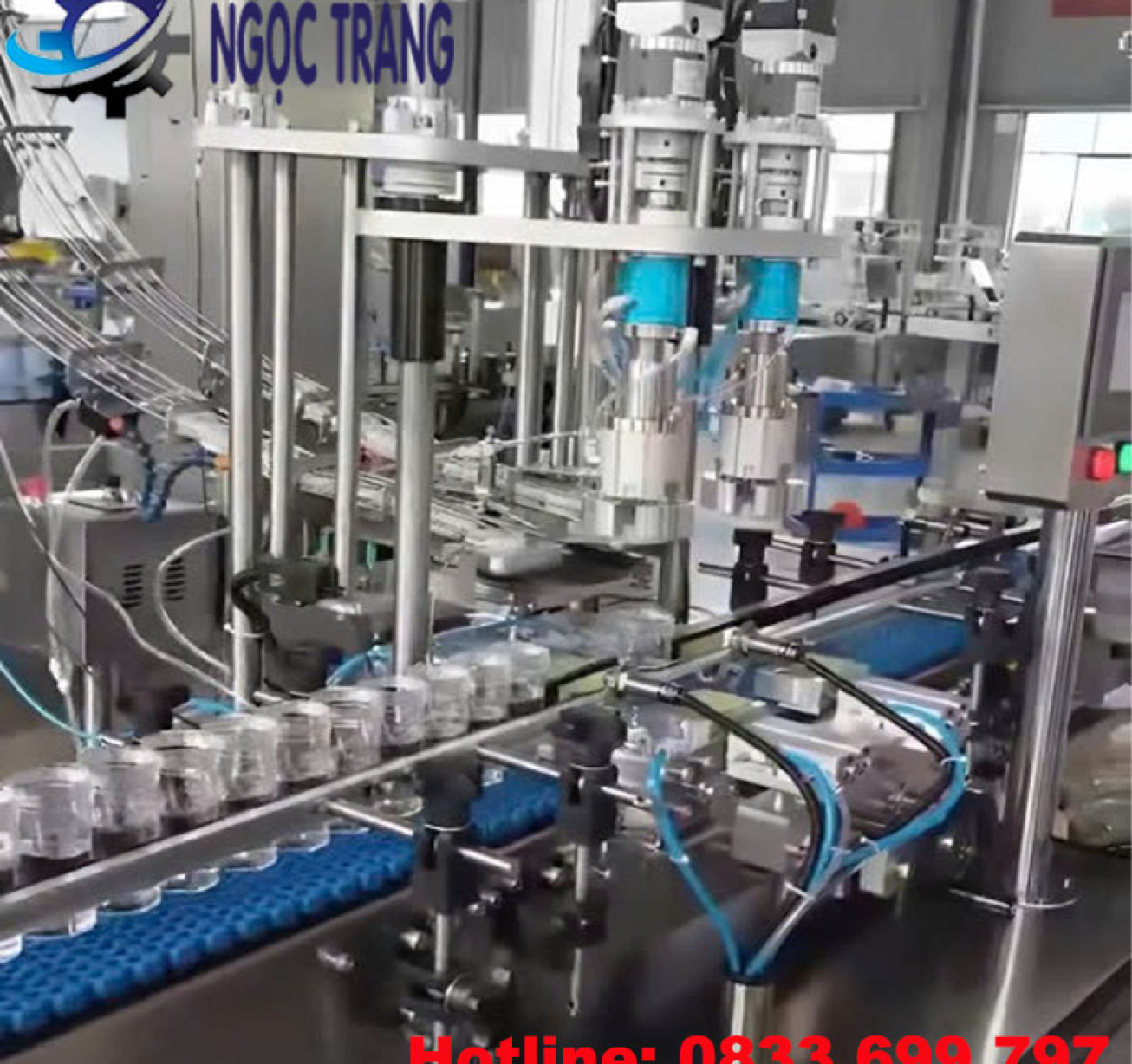 Máy đóng nắp chai tự động - Máy vặn nắp chai 2 đầu năng suất tốt