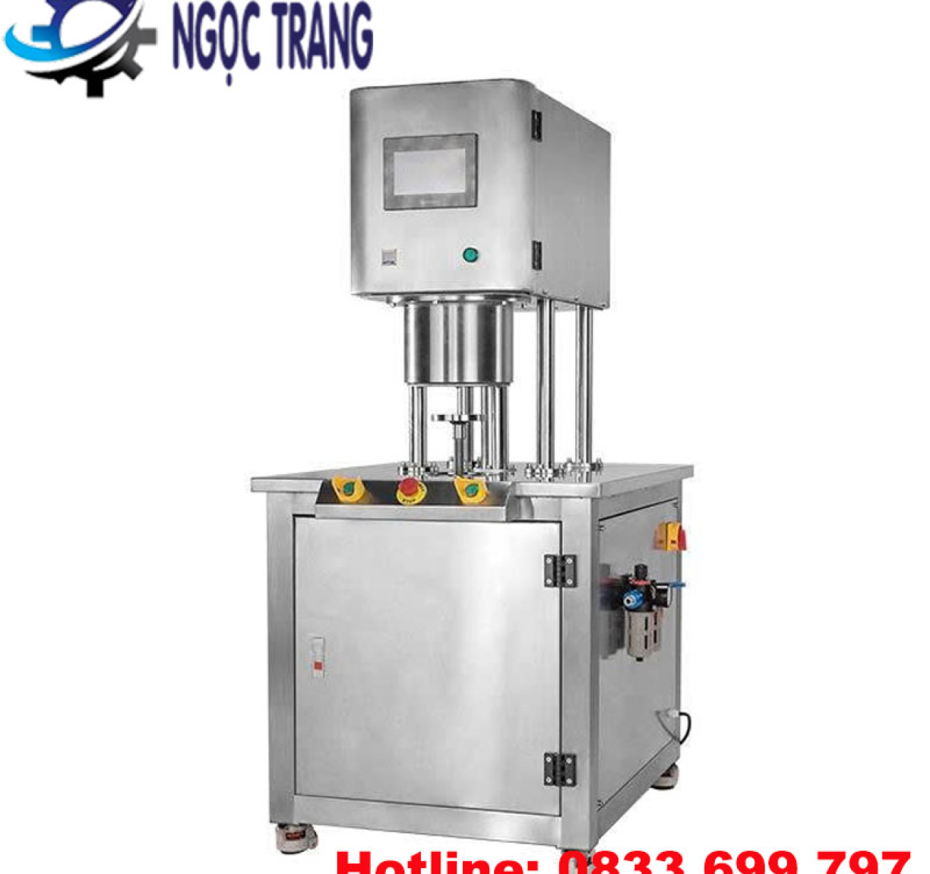 Máy viền mí đồ hộp hút chân không - Máy viền mí lon sữa bột