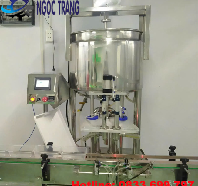 Máy chiết rót 2 vòi tự động - Máy chiết rót bánh flan, tàu hủ