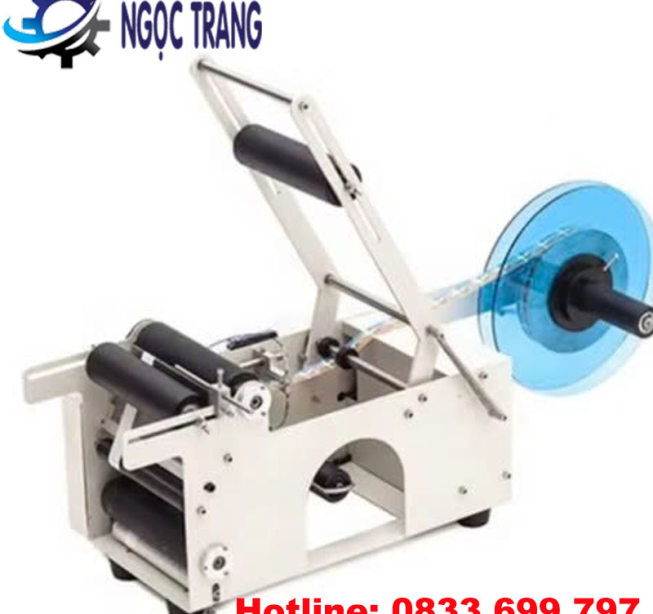Máy dán nhãn chai tròn bán tự động - Máy dán nhãn chai lọ tròn